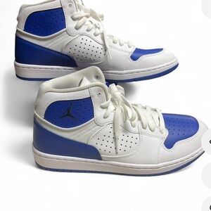 Jordan Men's White and Royal Blue High-Top Sneakers